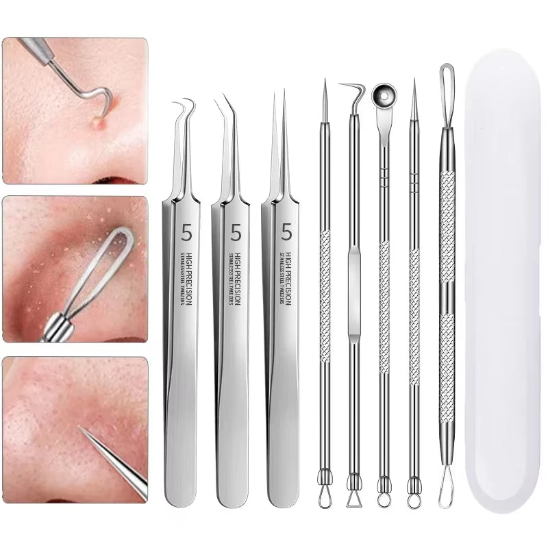 3-8Pcs Blackhead Clip Pimples Tweezer Blackhead Remover Stainless Steel Cell Clip Beauty Product Acne Needle Skin Cleanning Tool