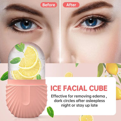 Ice Face Roller Silicone Ice Facial Rollers Cube Face Contour for Eyes Neck Beauty Facial Massage Roller Pore Shrink Face Roller